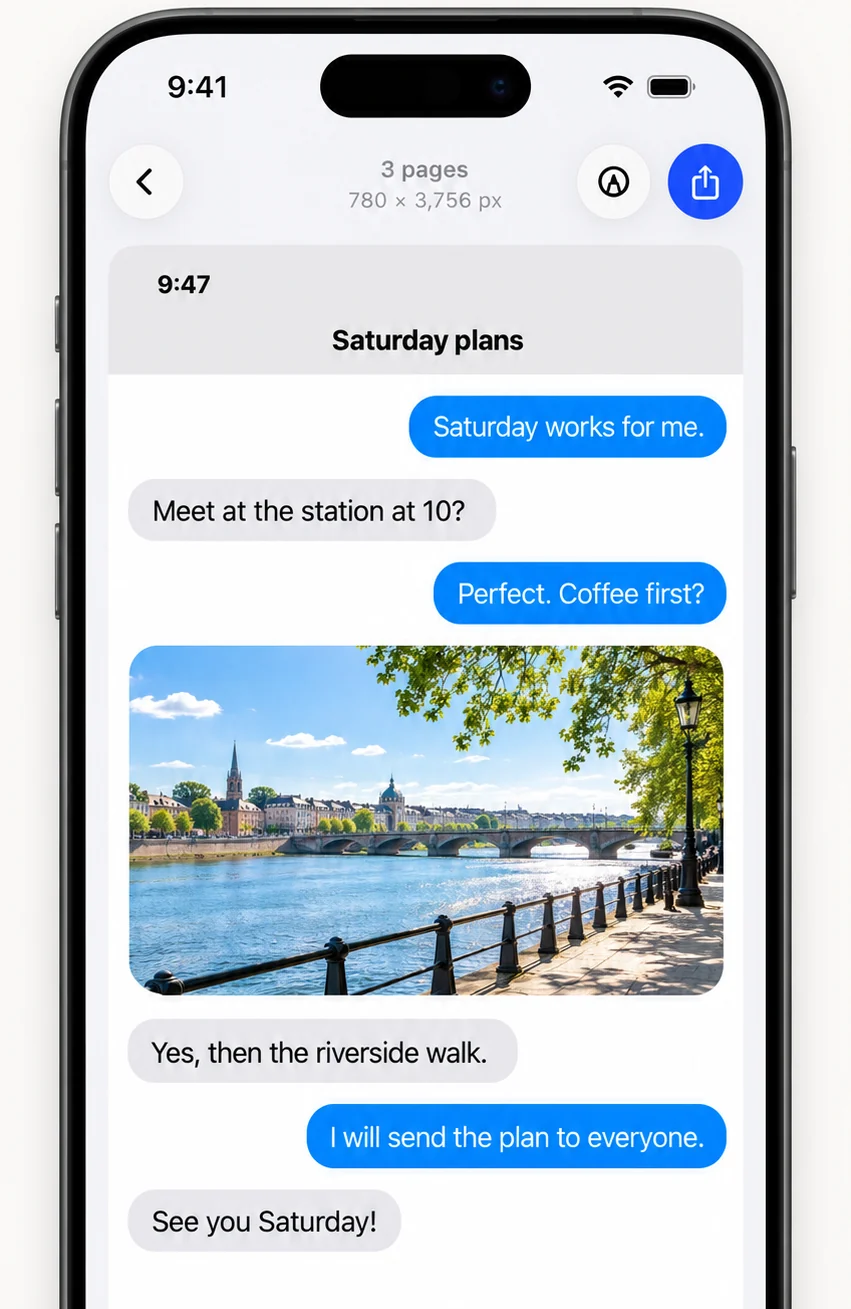 Long chat screenshot of a whole conversation stitched in FullPage